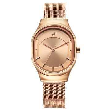 Fastrack Snob X Rose Gold Dial Stainless Steel Strap Watch for Girls