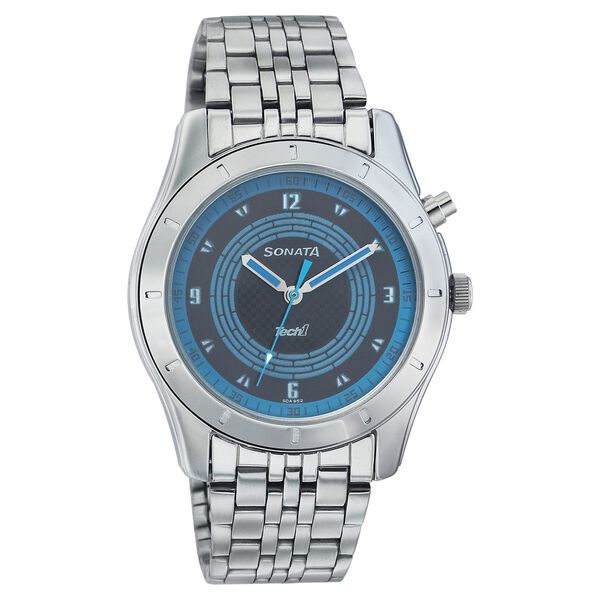 Sonata Quartz Analog Black Dial Stainless Steel Strap Watch for Men - image number 0