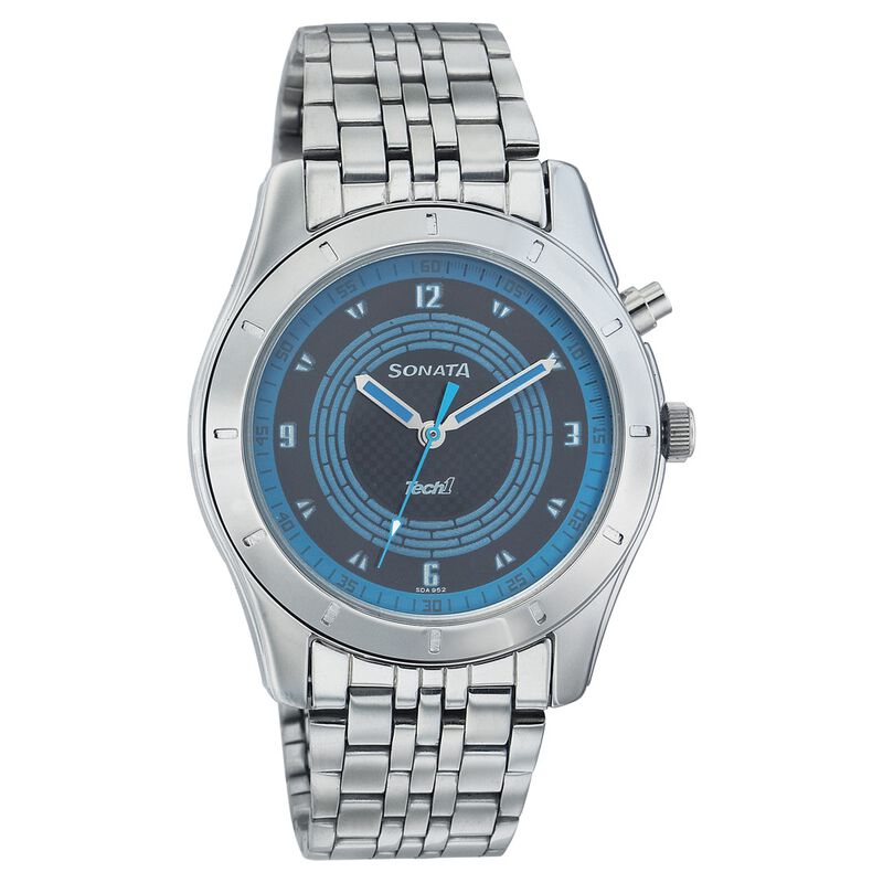 Sonata Quartz Analog Black Dial Stainless Steel Strap Watch for Men