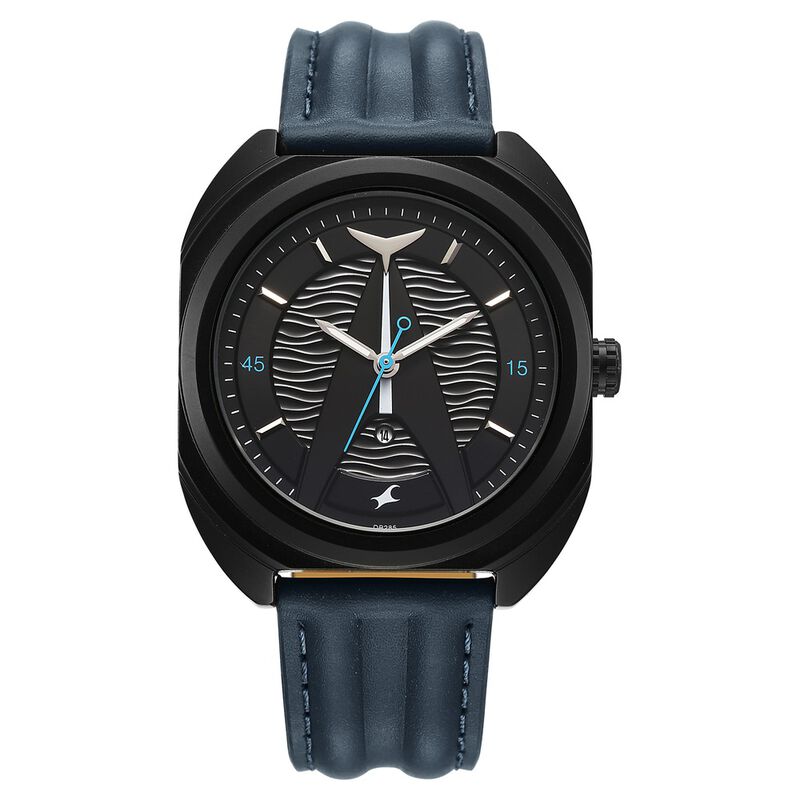 Fastrack Oceanyx Quartz Analog with Date Black Dial Blue Strap Watch For Guys