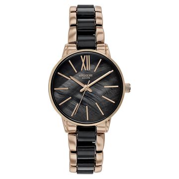 Sonata Poze Quartz Analog Mother Of Pearl Round Dial Two Toned Metal & Plastic Strap Watch For Women