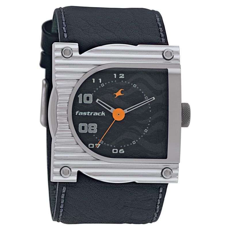 Fastrack Quartz Analog Black Dial Leather Strap Watch for Guys