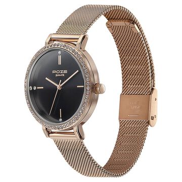 Sonata Poze Quartz Analog Black Dial Mesh Strap Watch for Women