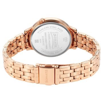 Sonata Unveil Quartz Analog Rose Gold Dial Metal Strap Watch for Women