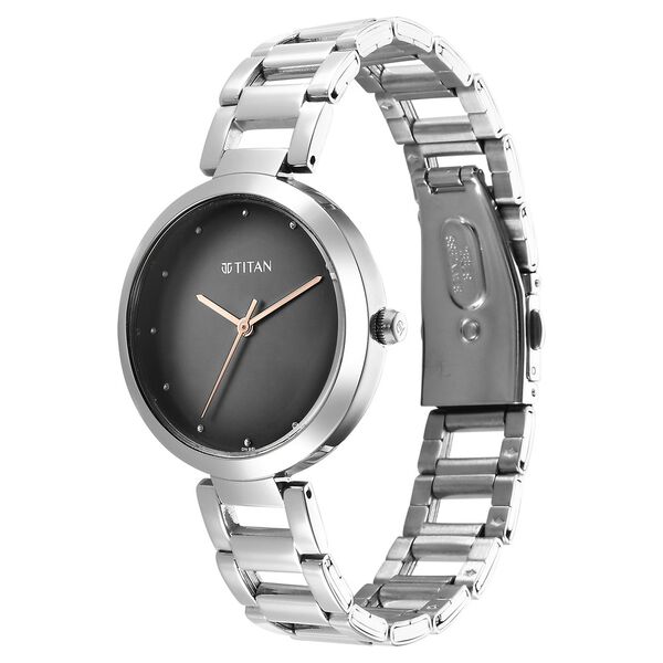 Titan Workwear Quartz Analog Black Dial Silver Stainless Steel Strap Watch for Women - image number 2