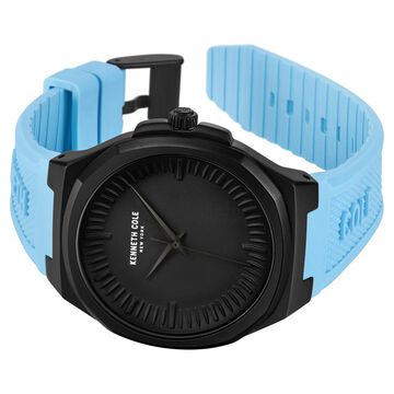 Kenneth Cole Quartz Analog Black Dial Blue Silicone Strap Watch For Men