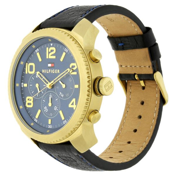 Tommy Hilfiger Quartz Chronograph Blue Dial Leather Strap Watch for Men - image number 1