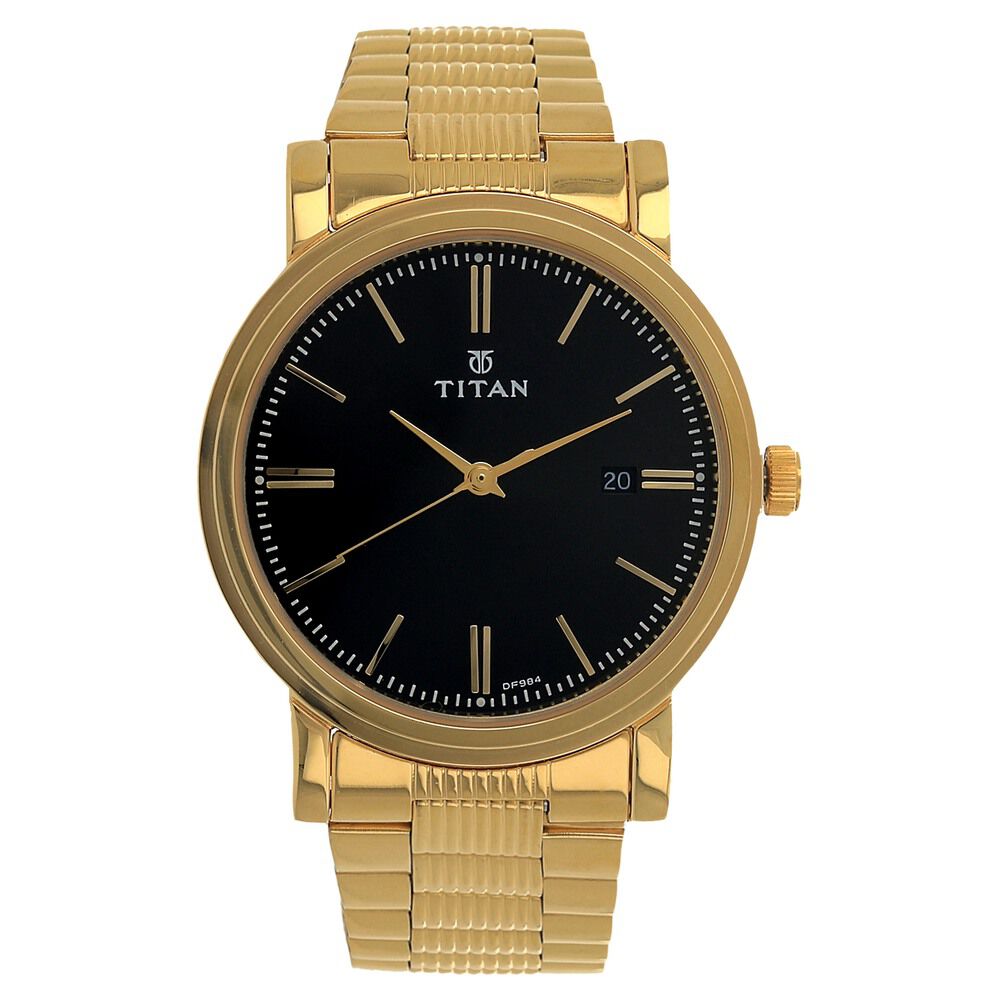 Buy Online Titan Quartz Analog with Date Black Dial Stainless