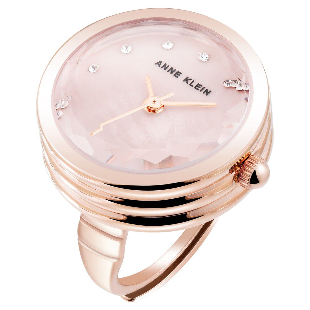 Anne Klein Quartz Analog Pink Dial Rose Gold Metal Ring Watch For Women-image-4