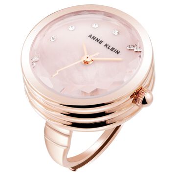 Anne Klein Quartz Analog Pink Dial Rose Gold Metal Ring Watch For Women
