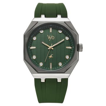Vyb Rebel By Fastrack Quartz Analog Green Dial Silicone Strap Watch For Guys