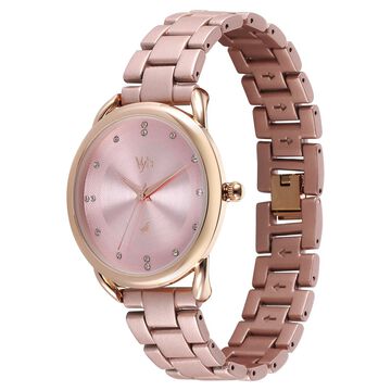 Vyb Charmer By Fastrack Quartz Analog Pink Dial Metal Strap Watch For Girls