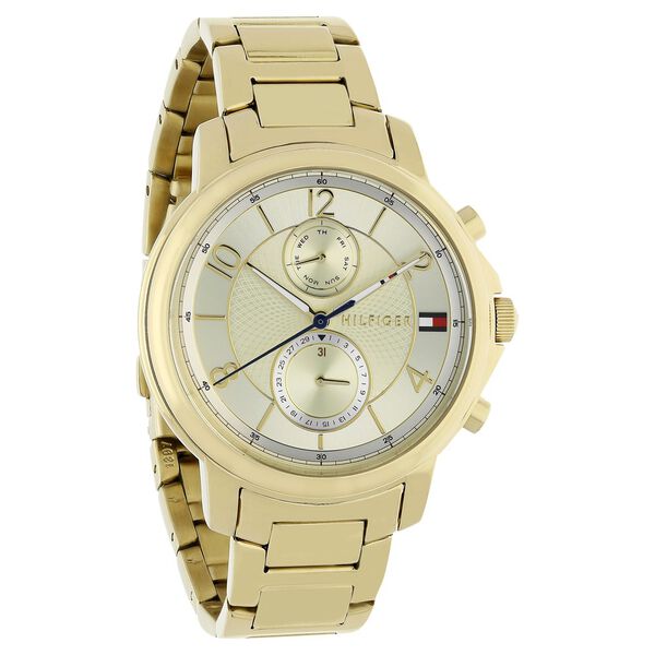Tommy Hilfiger Quartz Multifunction Golden Dial Stainless Steel Strap Watch for Women - image number 1