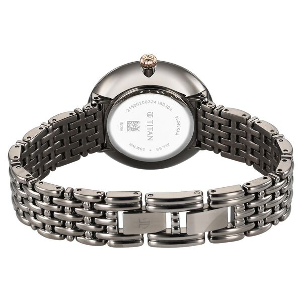 Titan Aura Quartz Analog Titanium Mother of Pearl Dial Titanium Stainless Steel Strap Watch for Women - image number 4