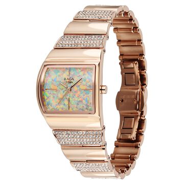 Titan Raga Opalesque Quartz Analog Multicoloured Dial Rose Gold Metal Strap Watch For Women