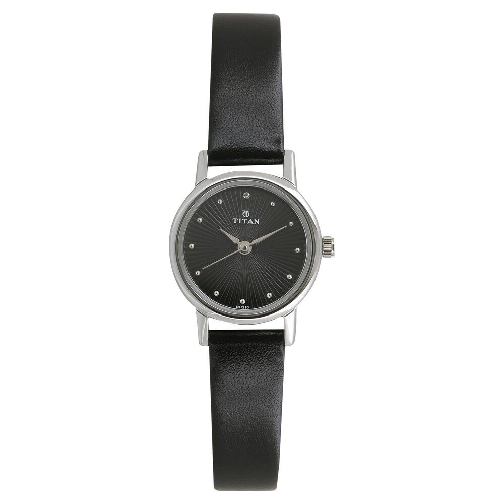Titan Quartz Analog Black Dial Leather Strap Watch for Women