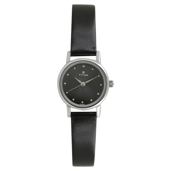 Titan Quartz Analog Black Dial Leather Strap Watch for Women - image number 0