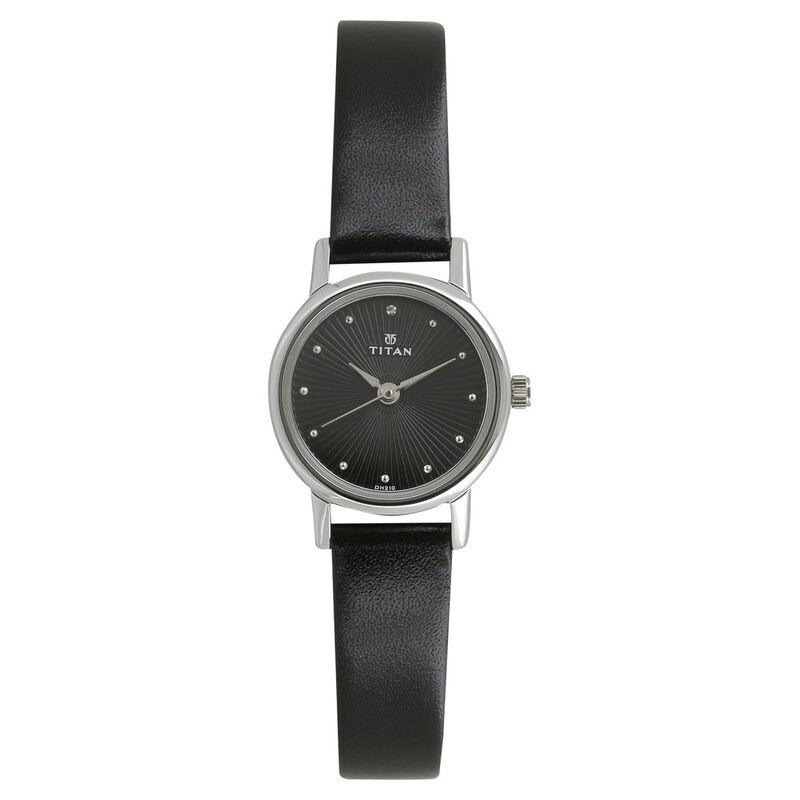 Titan Quartz Analog Black Dial Leather Strap Watch for Women