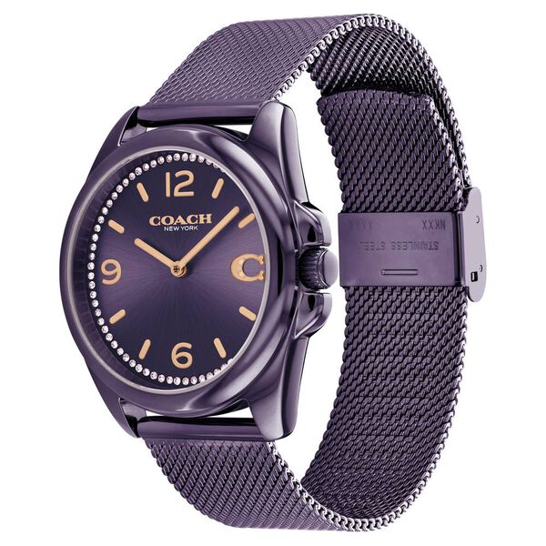 Coach Quartz Analog Purple Dial Stainless Steel Strap Watch for Women - image number 1