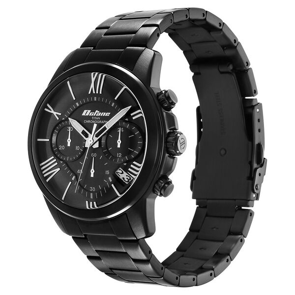 Titan Octane Classic Sporty Black Dial Chronograph Stainless Steel Strap Watch for Men - image number 3