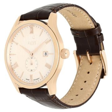 Xylys Swiss Analog with Date Brown Leather Strap Beige Dial Watch For Men