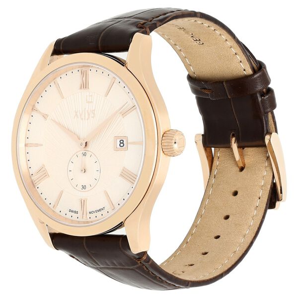 Xylys Swiss Analog with Date Brown Leather Strap Beige Dial Watch For Men - image number 2