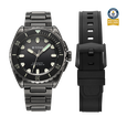 Titan Zero Hour Professional Diver's 500m Limited Edition Automatic Analog with Blue Dial Silver Titanium & Blue FKM Strap Watch for Men