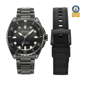 Titan Zero Hour Professional Diver's 500m Limited Edition Automatic Analog with Black Dial Black Titanium & Black FKM Strap Watch for Men