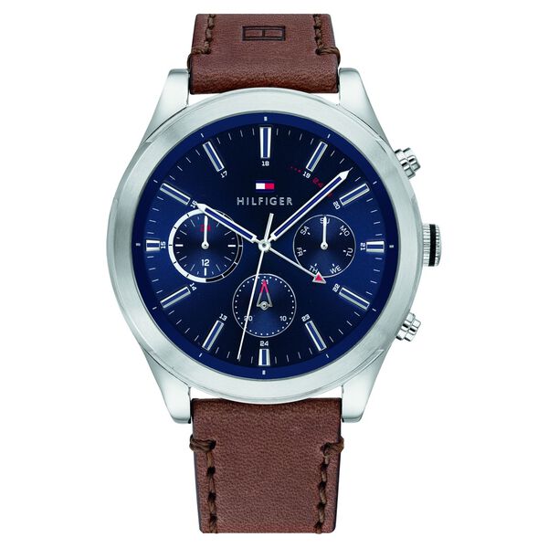 Tommy Hilfiger Quartz Multifunction Blue Dial Leather Strap Watch for Men - image number 0