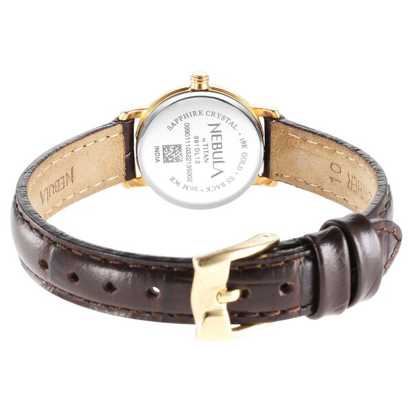 Titan Nebula Vintage 18k Gold Analog with Diamond Studded Indices Watch for Women - image number 4