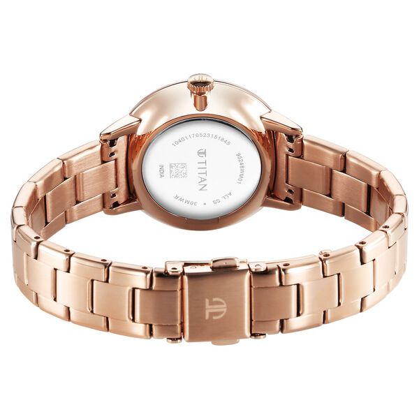 Titan TGIF Quartz Analog Brown Dial Rose Gold Stainless Steel Strap Watch for Women - image number 4
