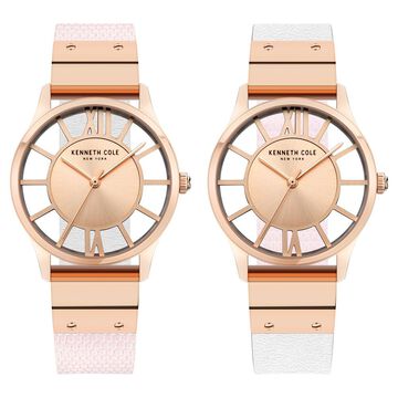 Kenneth Cole Quartz Analog Rose Gold Dial Leather Strap Watch for Women