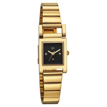 Vyb Muse By Fastrack Quartz Analog Black Dial Golden Stainless Steel Strap Watch For Girls