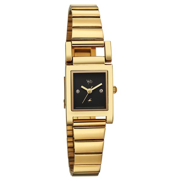 Vyb Muse By Fastrack Quartz Analog Black Dial Golden Stainless Steel Strap Watch For Girls - image number 1