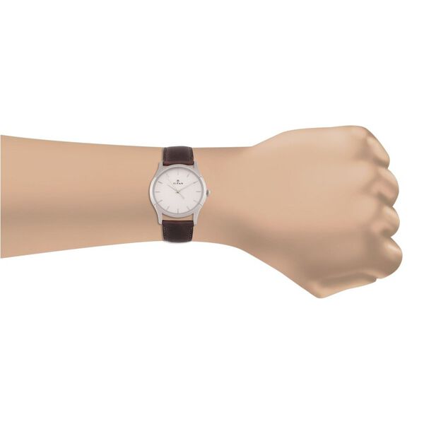 Titan Quartz Analog Silver Dial Leather Strap Watch for Men - image number 3