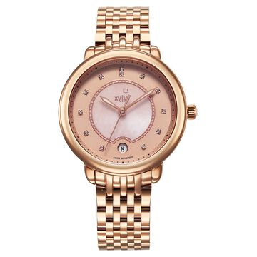 Xylys Quartz Analog Pink Dial Rose Gold Stainless Steel Strap Watch For Women