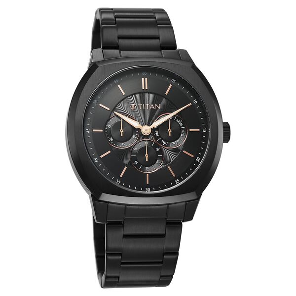 Titan Regalia Arc Analog with Day Date Second Subdial and Black Dial Black Stainless Steel Strap Watch for Men - image number 1