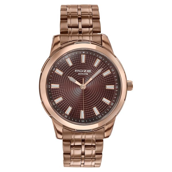 Sonata Poze Quartz Analog Brown Dial Brown Metal Strap Watch For Men - image number 1