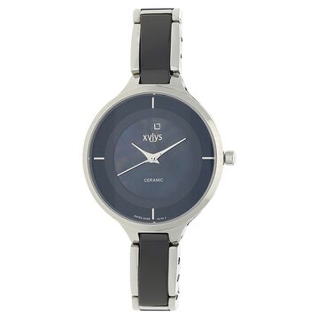 Xylys Quartz Analog Mother of Pearl Round Dial Two Toned Stainless Steel & Ceramic Strap Watch For Women