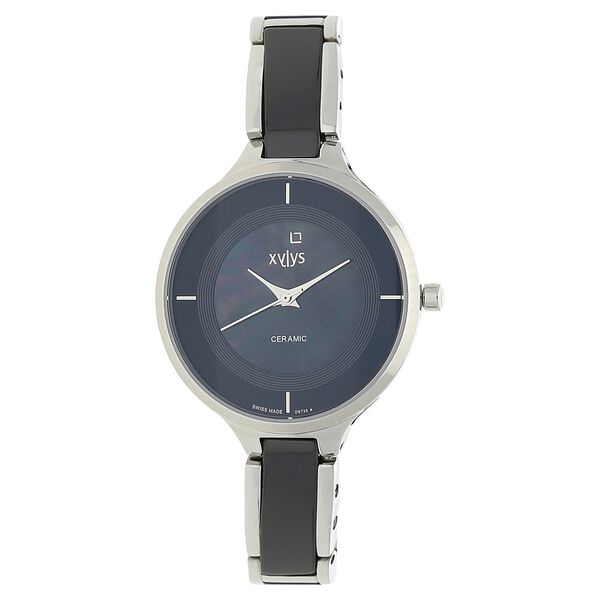 Xylys Quartz Analog Mother of Pearl Round Dial Two Toned Stainless Steel & Ceramic Strap Watch For Women - image number 0