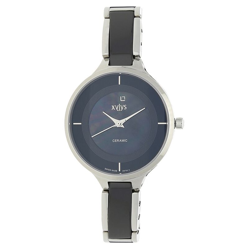 Xylys Quartz Analog Mother of Pearl Round Dial Two Toned Stainless Steel & Ceramic Strap Watch For Women
