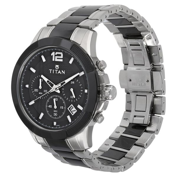 Titan Ceramics Black Dial Chronograph Stainless Steel and Ceramic Strap watch for Men - image number 2