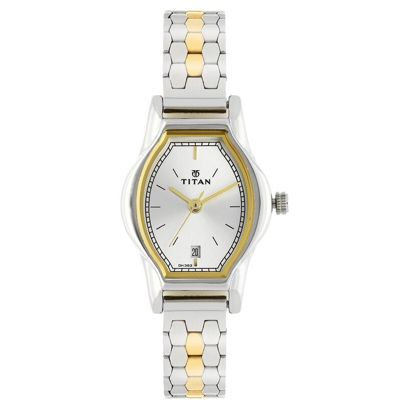 Titan Quartz Analog Silver Dial Stainless Steel Strap Watch for Women
