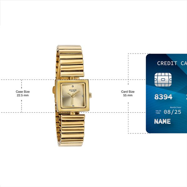 Sonata Poze Quartz Analog Silver Dial Golden Metal Strap Watch For Women - image number 3
