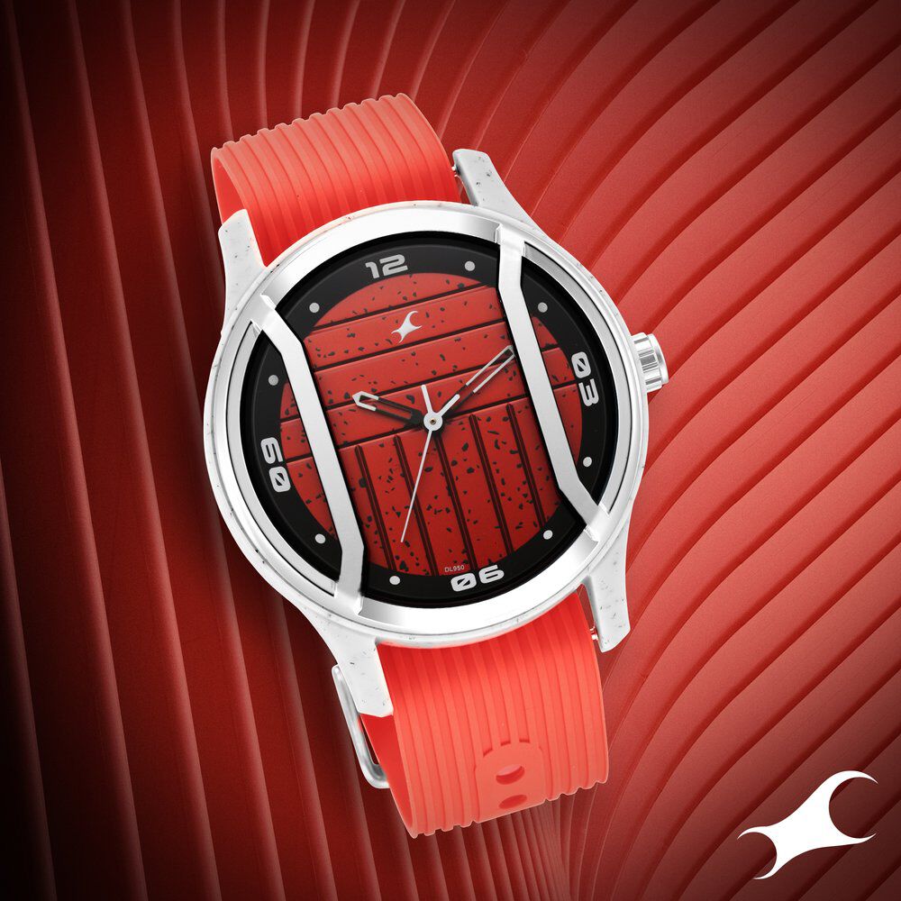 Buy Online Fastrack Urban Bounce Quartz Analog Red Dial Silicone Strap Watch for Guys 3265pp01 Titan