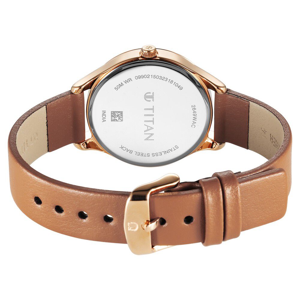 Buy Online Titan Workwear White Dial Leather Strap Watch for Women ns2649wl04 Titan