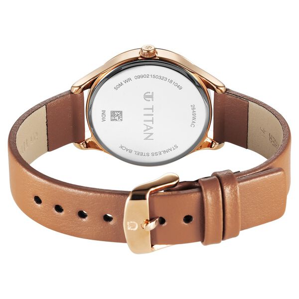 Titan Workwear White Dial Leather Strap Watch for Women - image number 4