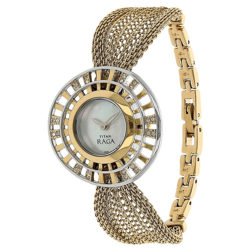 Titan Raga Mother of Pearl Analog Bimetal Strap Watch for Women - image number 1