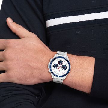 Tommy Hilfiger Quartz Multifunction White Dial Silver Stainless Steel Strap Watch For Men