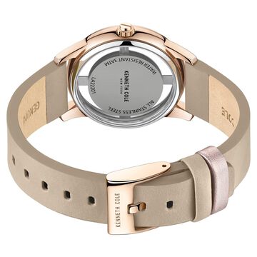 Kenneth Cole Quartz Analog Rose Gold Dial Brown Leather Strap Watch For Women